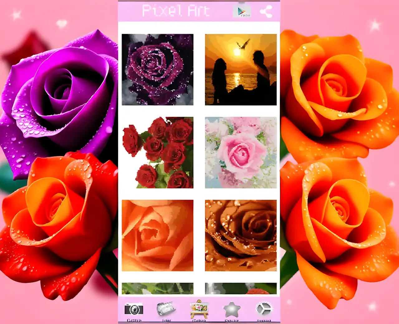 像素艺术花朵颜色按数字