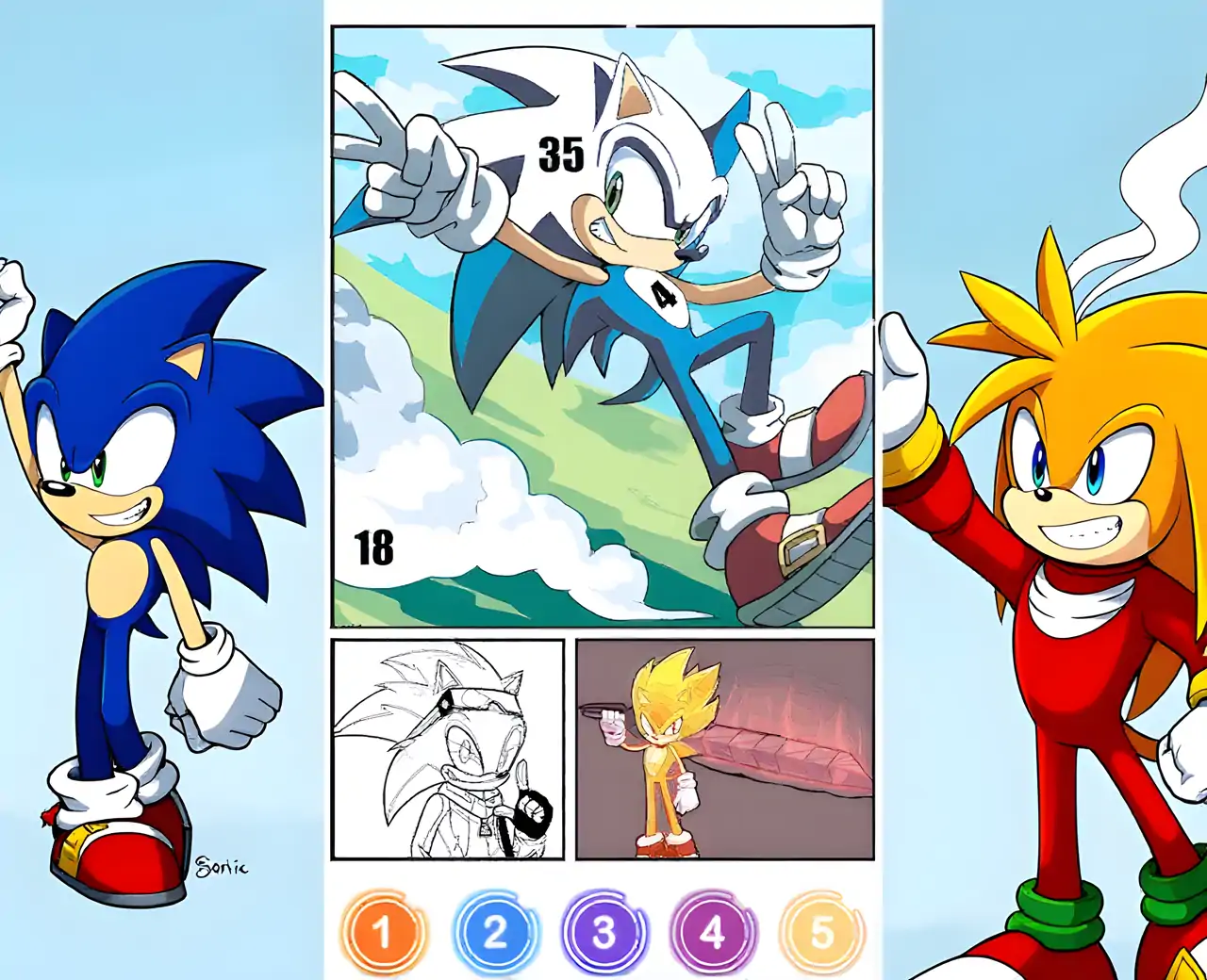 Sonicx卡通按数字颜色